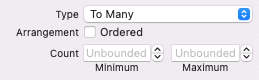 To-many relationship detail from Xcode data model editor